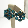Vintage Art Deco Blue Square Rhinestone Choker Necklace Bracelet Clip Earring Set - Vintage Lane Jewelry