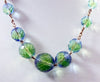 Vintage Art Deco Bi Color Uranium Glass Bead Necklace - Vintage Lane Jewelry