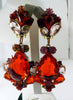 Huge Rhinestone Set Designed in Hyacinth and Pink Colors with matching Clip Earrings, Czech glass - Vintage Lane Jewelry