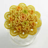 Celluloid Occupied Japan Carved Flower Brooch Pair - Vintage Lane Jewelry