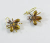 Czech Glass Rhinestone Fly Earrings, Purple and Clear - Vintage Lane Jewelry