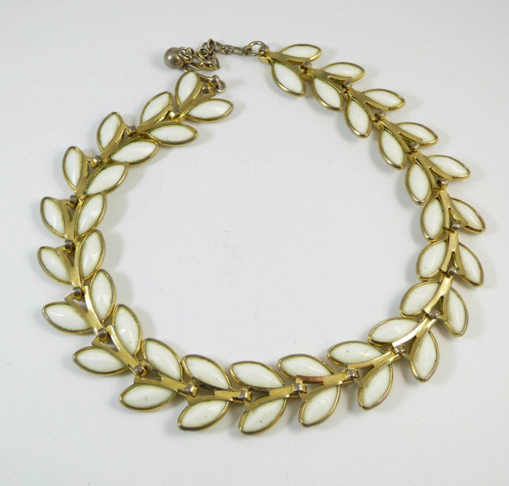Vintage Trifari Poured Glass Leaf Necklace - Vintage Lane Jewelry