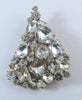 Christmas Clear Rhinestone Brooch, Vintage Rhinestones Xmas Tree Pin - Vintage Lane Jewelry