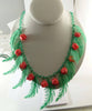 Vintage Early Soft Plastic Celluloid Leaves and Roses Necklace - Vintage Lane Jewelry