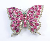 Huge Vintage Czech Art Deco Pink Glass Foiled Butterfly Brooch - Vintage Lane Jewelry