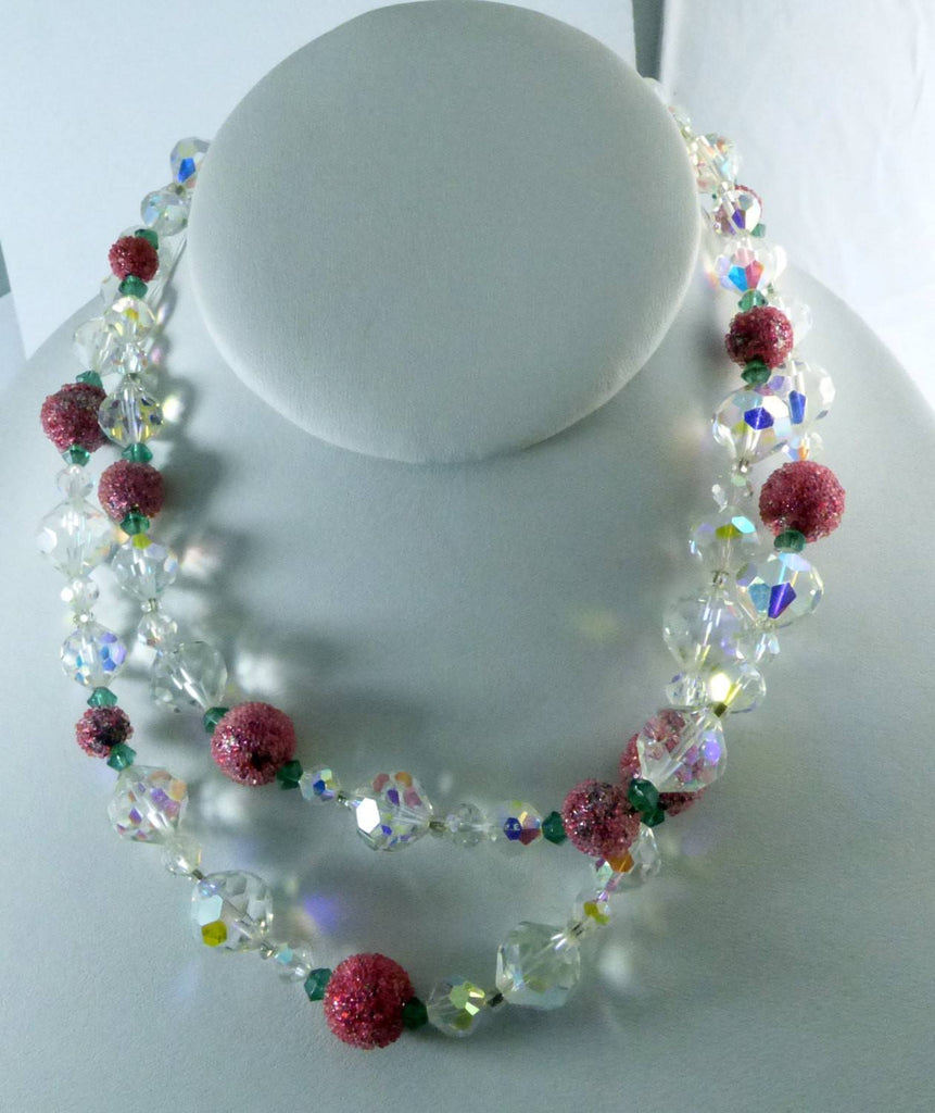 Vintage Vendome Sugar Berry Bead Ice Crystal Necklace Earring Set - Vintage Lane Jewelry