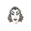 Antique Dress Clip Asian White Painted Face on Pot Metal, Rhinestone - Vintage Lane Jewelry