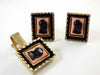 Vintage Art Deco Celluloid Gladiator Cameo Cufflinks and Tie Tack Set - Vintage Lane Jewelry