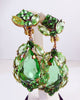 Green Czech Glass Huge Dangling Clip Earrings, Unique vintage, antique costume, estate jewelry - Vintage Lane Jewelry