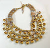 Huge Statement Multicolored Czech Glass Rhinestone 3 Row Necklace - Vintage Lane Jewelry