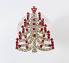 Czech Glass Red and Clear Rhinestone Christmas Tree Brooch, Xmas Pin, Holiday Brooch - Vintage Lane Jewelry