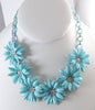 Blue Soft Plastic Flower Daisy Celluloid Necklace - Vintage Lane Jewelry