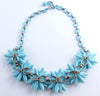 Blue Soft Plastic Flower Daisy Celluloid Necklace - Vintage Lane Jewelry