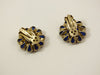 Vintage Weiss Cobalt Blue Glass Rhinestone Flower Clip Earrings - Vintage Lane Jewelry