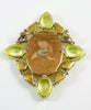 Czech Vaseline Uranium Glass Cameo Pin - Vintage Lane Jewelry