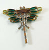 Czech Green Rhinestone Dragonfly Pin - Vintage Lane Jewelry