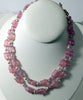 Vintage Hobe Pink Tulips Beaded Necklace and Clip Earrings - Vintage Lane Jewelry