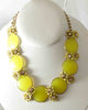 Yellow Bead Enamel and Rhinestone Flowers Necklace Bracelet Earring Set - Vintage Lane Jewelry