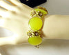 Yellow Bead Enamel and Rhinestone Flowers Necklace Bracelet Earring Set - Vintage Lane Jewelry