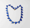 Art Deco Czech Blue Vauxhall Mirror Glass Step Necklace - Vintage Lane Jewelry