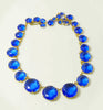 Vintage Art Deco Blue Crystal Open Back Necklace - Vintage Lane Jewelry