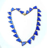 Art Deco Czech Blue Vauxhall Mirror Glass Step Necklace - Vintage Lane Jewelry