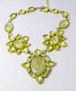 Czech Cameo Vaseline Uranium Statement Necklace, Husar D - Vintage Lane Jewelry