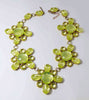 Czech Vaseline Uranium Flower Statement Necklace Husar D - Vintage Lane Jewelry