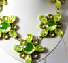 Czech Vaseline Uranium Flower Statement Necklace Husar D - Vintage Lane Jewelry