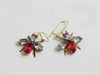 Cute Czech Glass Rhinestone Fly Earrings, pink and clear - Vintage Lane Jewelry