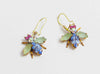 Czech Glass Rhinestone Fly Earrings, lavender and opaque green. - Vintage Lane Jewelry