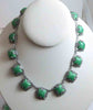 Vintage Art Deco Filigree Speckled Green Stone Choker Necklace and Bracelet Set - Vintage Lane Jewelry