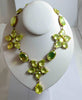 Czech Vaseline Uranium Flower Statement Necklace - Vintage Lane Jewelry