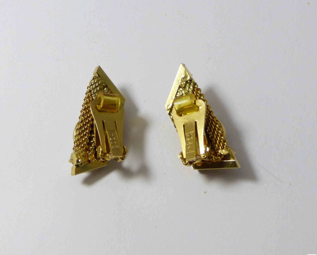 Saphiret Hobe Gold Tone Mesh Clip Earrings - Vintage Lane Jewelry