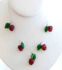 Berries, Sterling Silver Glass Leaves and Raspberries Necklace, Czechoslovakia - Vintage Lane Jewelry