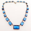 Vintage Art Deco Czech Vauxhall Sapphire Blue Glass Necklace - Vintage Lane Jewelry
