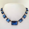 Vintage Art Deco Czech Vauxhall Sapphire Blue Glass Necklace - Vintage Lane Jewelry