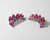 Weiss Hot Pink Navette Rhinestone Clip Earrings - Vintage Lane Jewelry