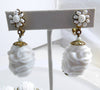 Miriam Haskell White Molded Ornate Floral Plastic Necklace and Clip Earrings - Vintage Lane Jewelry