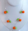 Berries, Sterling Silver Glass Leaves and Cloudberries Necklace - Vintage Lane Jewelry