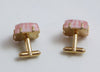 Vintage Hickok Pink and White Swirl Art Glass Cufflinks - Vintage Lane Jewelry