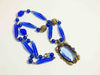 Art Deco Czech Large Sapphire Blue Glass Filigree Art Glass Necklace - Vintage Lane Jewelry