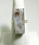 Rainbow Moonstone 14ct Sterling Silver Ring. Size 7 - Vintage Lane Jewelry