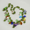Glass Bird Green Beaded Necklace with Glass Leaves and Shapes - Vintage Lane Jewelry