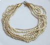 Miriam Haskell 7 Strand Baroque Glass Pearl Necklace, unique vintage - Vintage Lane Jewelry