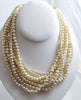 Miriam Haskell 7 Strand Baroque Glass Pearl Necklace, unique vintage - Vintage Lane Jewelry