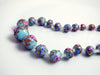 Italian Light Blue Wedding Cake Bead Necklace and Clip Earrings, Murano Glass - Vintage Lane Jewelry