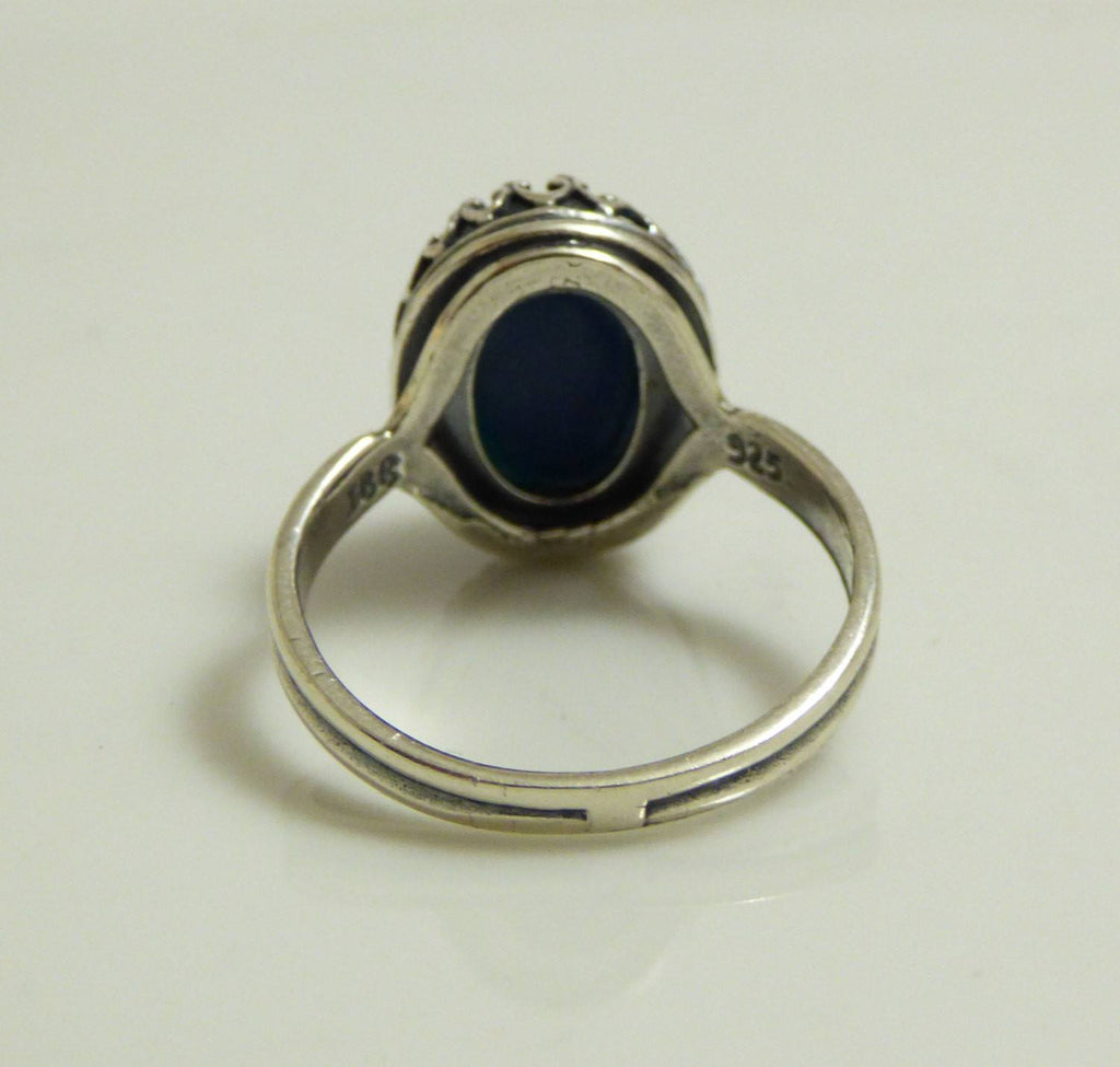 Oval Mood Ring Sterling Silver Setting, Size 7.5 - Vintage Lane Jewelry