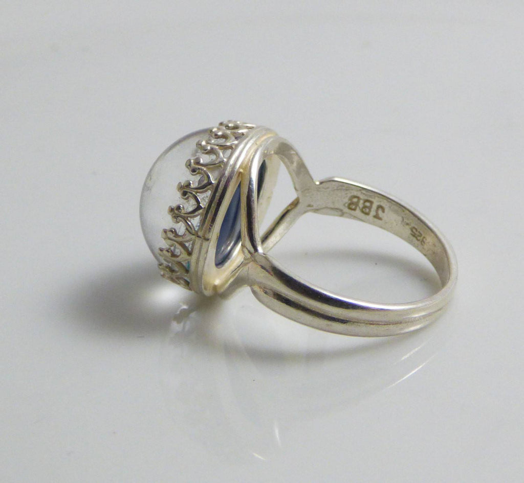 Round Mood Ring Sterling Silver Filigree Setting - Vintage Lane Jewelry