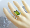 12CT Faceted Peridot Sterling Silver Ring, Size 8.5 - Vintage Lane Jewelry